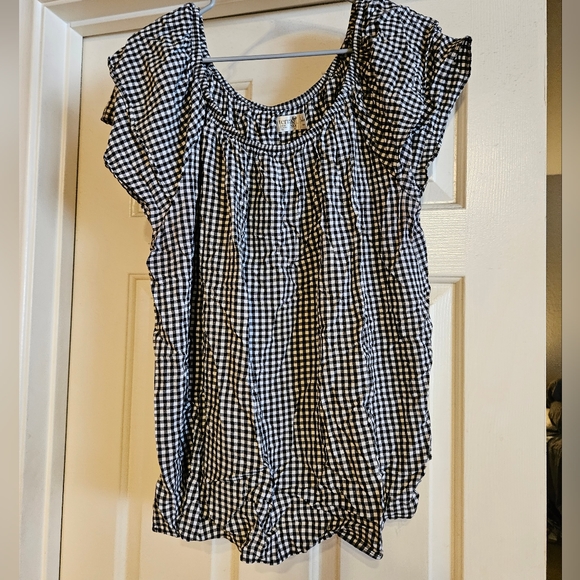 Time and True black & white gingham top size 2X $10 - Picture 1 of 1